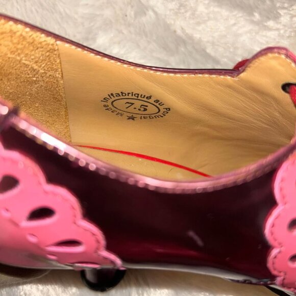John Fluevog bellevue lottie deno frill scallop pink patent leather shoes 7.5 - Picture 10 of 10